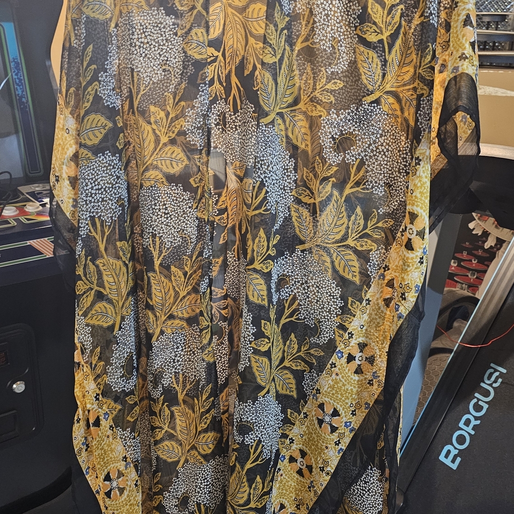 Vince Camuto Sheer Wrap with Yellow and Black Floral Design